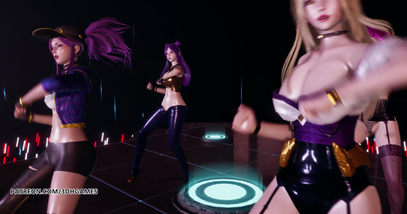 3D-Hentai Games: ポップスターAhri Akali Evelynn Kaisa最高の無修正3Dストリップショー