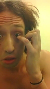 Topless Transgirl Touching Her Eyes
