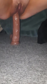 Sliding up and Down My 9” Dildo