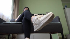 Anna Sky: Anna Shows the Soles of Her Sneakers and Sucks a...