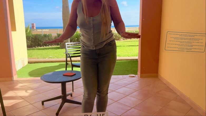 Emma Voyeur: Locked on the Balcony - Desperate Piss in My Jeans