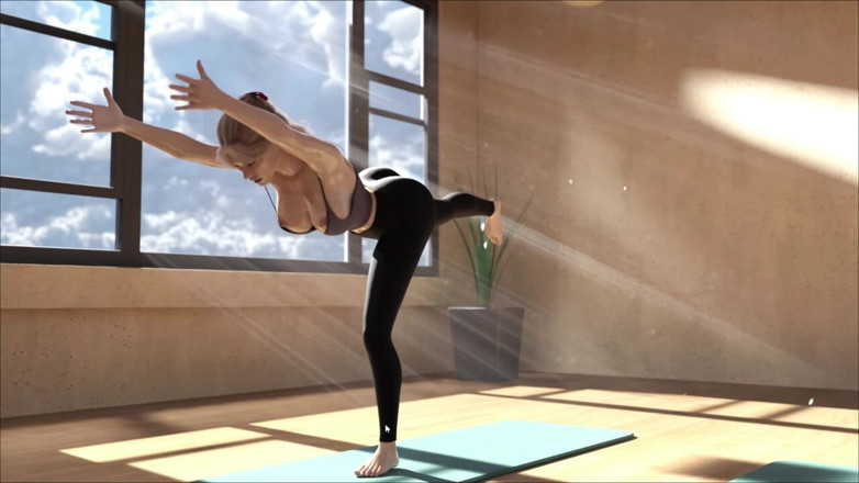 Future Money Man: Big Boob Girl Doing Yoga and Her Nipples Slips