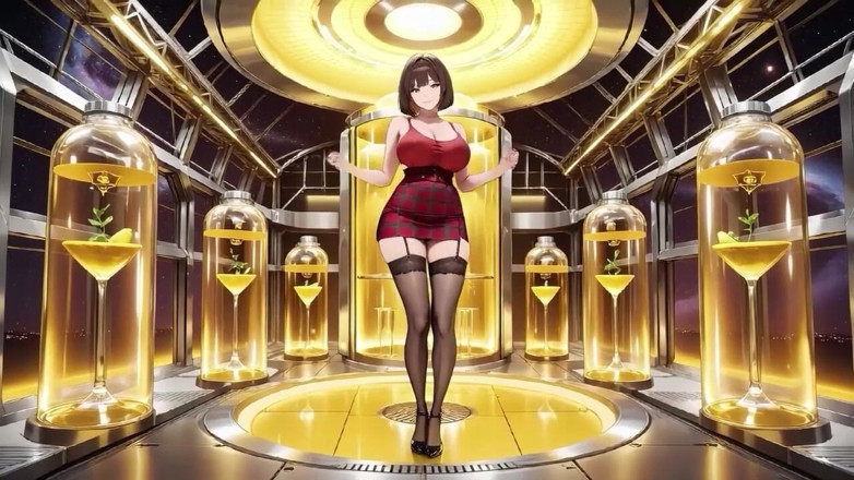 Tay Swift X: Brunette in Red Plaid Skirt Space Cabin Sensual Play