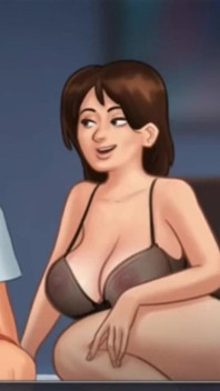 Hete jongen neukt 2 milf op haar bed, hete grote borsten en een nat poesje, milf summertime saga