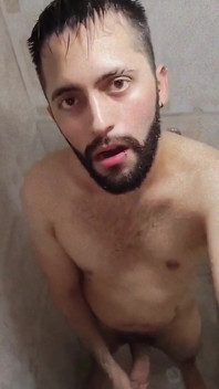 Jerking off my big uncut cock in the shower  I need a nice mouth to fill with my hot cum