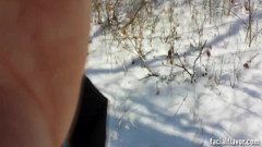 Facial flavor: Sensuale pompino pov all'aperto sulla neve