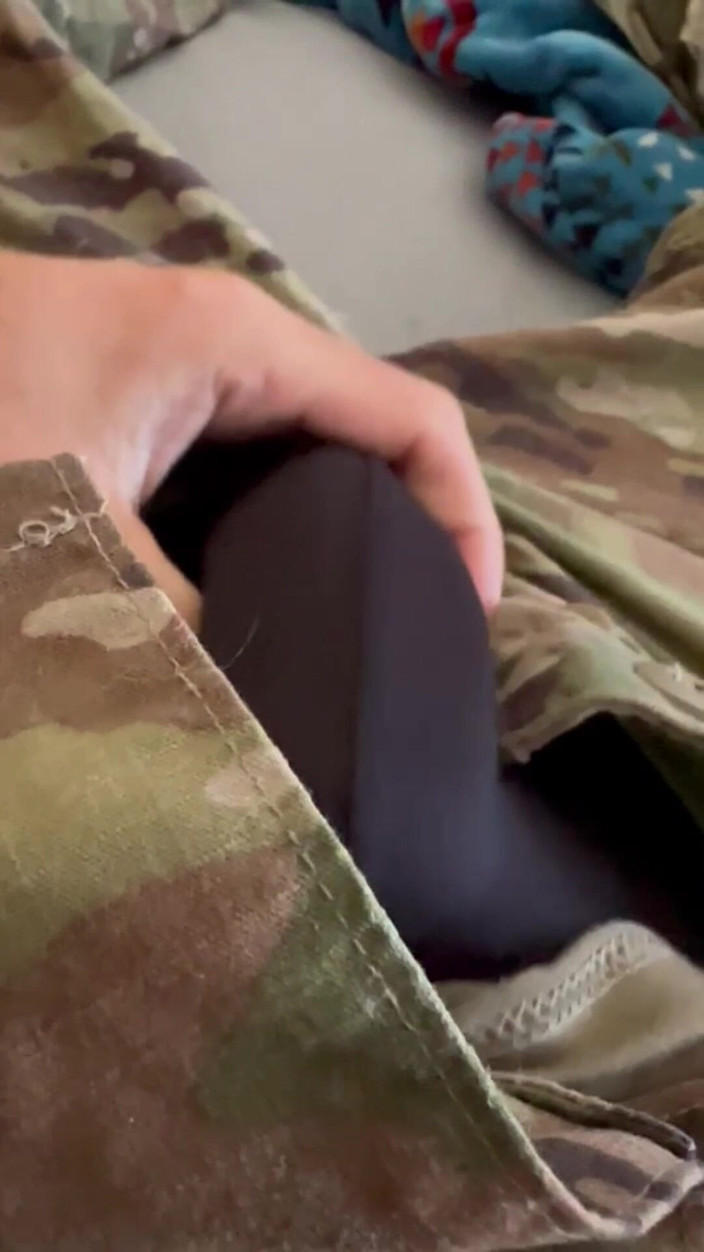 Gay Soldier Stuff: Army Soldier Jerks off in Uniform Wearing Black Socks - Shoots...
