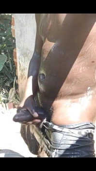 Black Teen Showering While Masturbating in Neighbors Washrooms