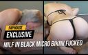 Sex with milf Stella: Siyah mikro bikinili büyük memeli orta yaşlı seksi kadın sert...