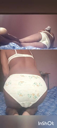 Sexy dessous posiert bh, höschen, auf rückansicht necken