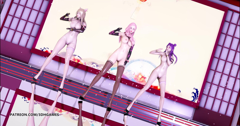 3D-Hentai Games: Tougen Renka - Naked dance Ahri Kaisa Seraphine hot erotic dance