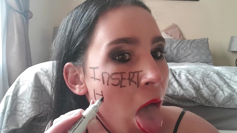 domslutfucker: Si jalang bercakap kotor dengan tulisan badan, dildo selamba terbalik...