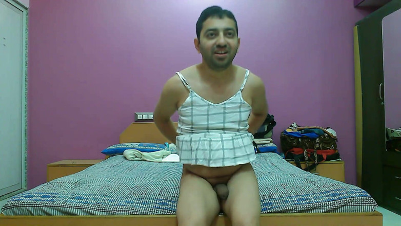 Cute & Nude Crossdresser: Sexy sissy crossdresser femboy Sweet Lollipop in a short nighty.