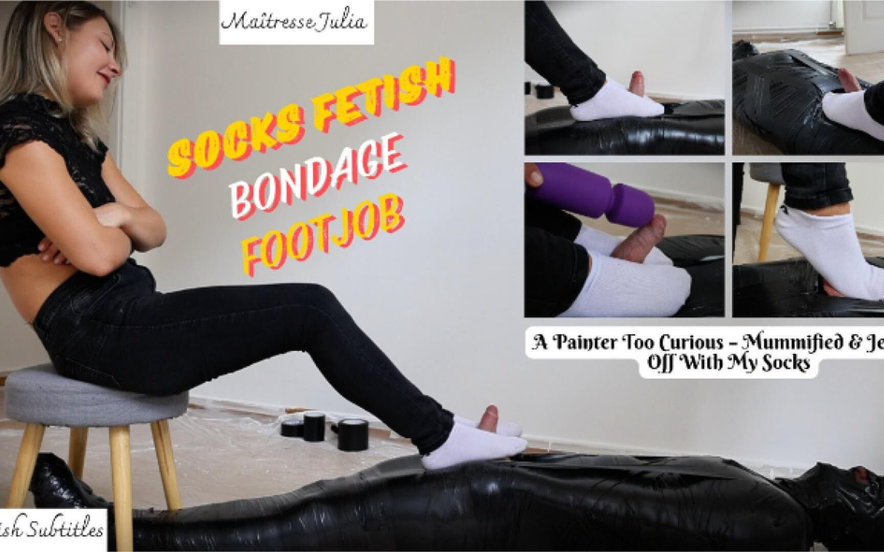 A Painter Too Curious Mummified & Jerked off with My Socks - Mistress Julia