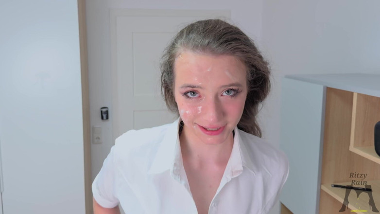 Ritzy Rain: Secretary Ritzy Punished by Her Boss Rough Deepthroat Blowjob for...