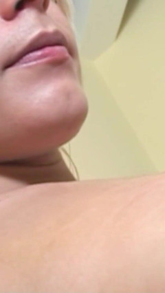 Blonde Sexy Shemale Caught Giving a Solo Handjob