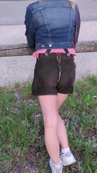 After the Oktoberfest, Horny Tranny Girl Gives Great Blowjob! He Cums on Her Tits!