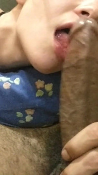 Skinny Blonde Teen Sucking a Big Veiny Cock