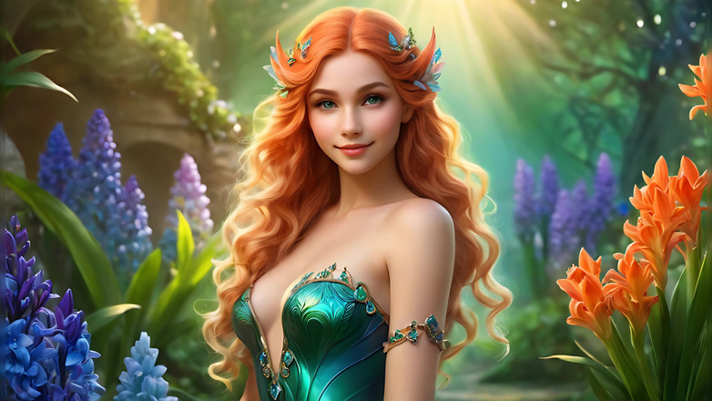 LustRender: Teal Emerald 다이아몬드 보석 예술 Ai 슬라이드쇼와 함께하는 누드 뷰티 홀딩 히아신스