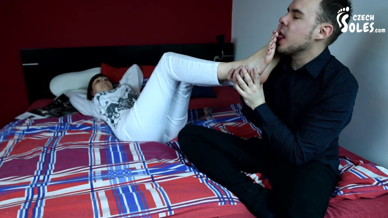 Czech Soles - foot fetish content: Her pretty bare feet are his birthday present