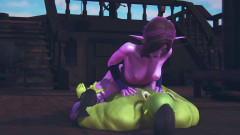 Waifu club 3D: Peri dalam pose pengendara memuaskan orc