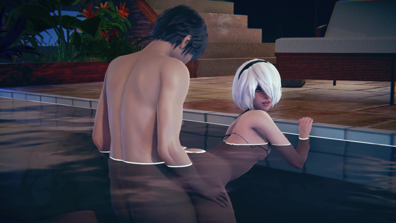 Waifu club 3D: 2B โดนเย็ดท่าหมาในสระว่ายน้ำ
