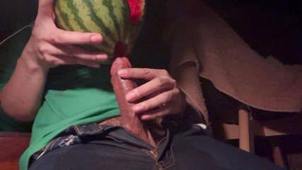 Cumshot with Watermelon.
