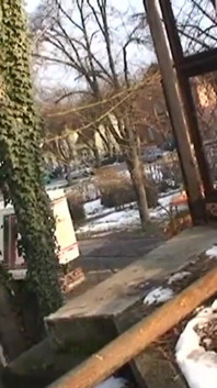 A whore gets fucked on a snow covered bridge