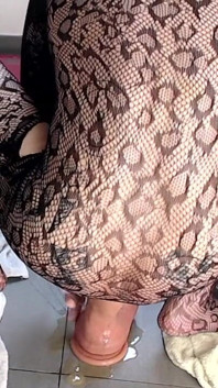 Sissy Femboy in Body Stocking Riding Huge Anal Dildo