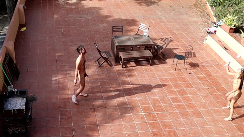 Magia Rosa: Couple Playing and Fucking in the Courtyard, Outside