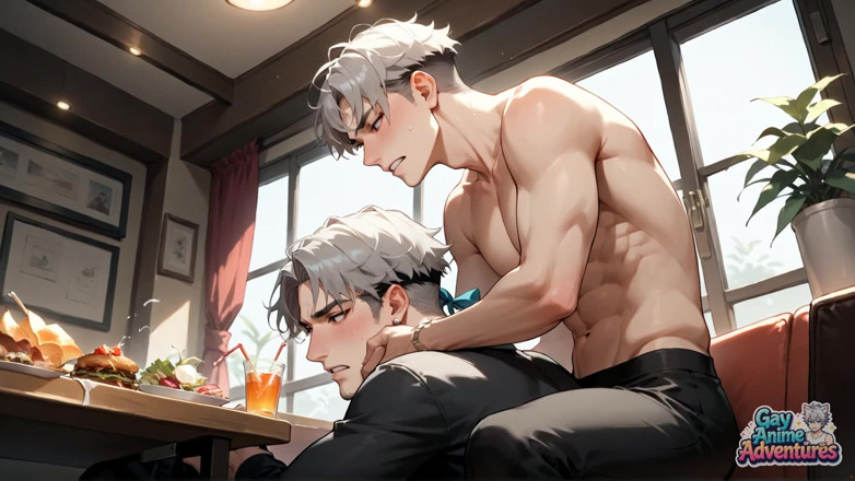 Gay Anime Adventures: Coscia spalan cagna gocciolamento sborra: fontana lattiginoso del gay muscoloso