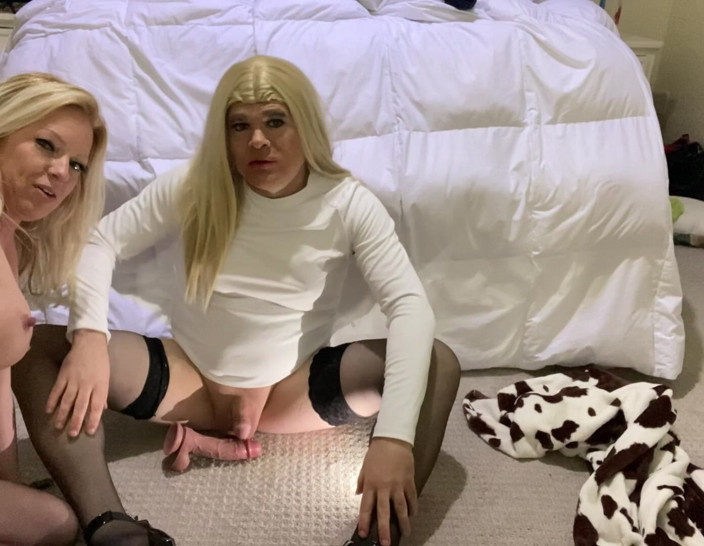 MadisonCD2025: Teil 2, hotwife macht spaß mit Sissy-transvestiten-ehemann in dessous, strümpfe, High...