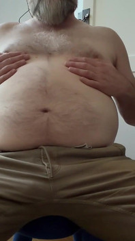 Big Bear Admires His Hairy Tummy