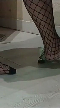 Moranguinho Shows Hers Net Stockings Feet