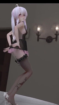 [mmd] Fraco chocolate crema vestido de seda negra anal con abalorios obscenos