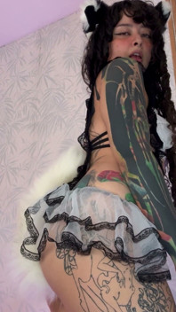 Girl Dressed as a Kitty Maid Farts for Her Master