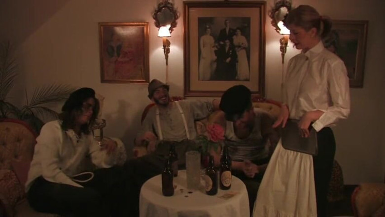 Berlin Orgy: Stunning milf gangbanged by young fellas