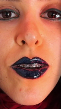 Gothic Dark Blue Lipstick and Glossy Lips