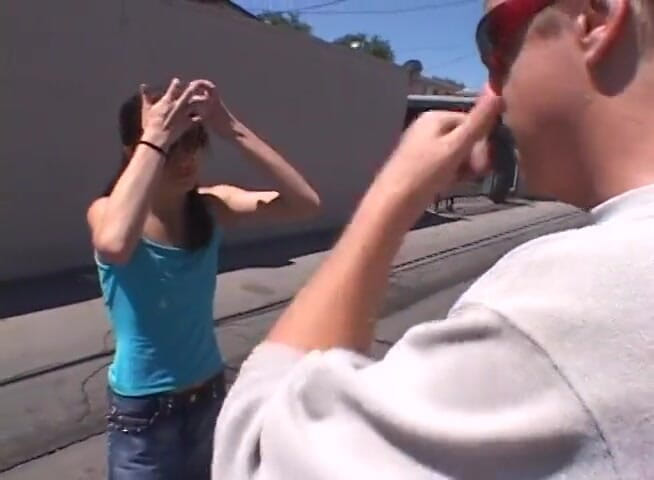 Teens Get it Hard: Picked up brunette teen blowing dick before getting her ass...