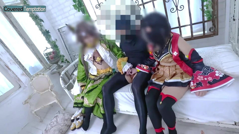Sky Angel: Cosplay dospělá žena trojka sexu se dvěma partnery, skupinová scéna