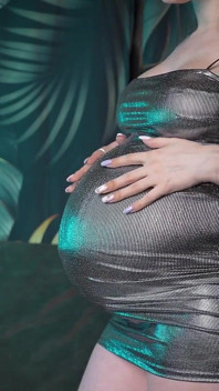 Pregnant in the Tight Night Dress for Club! Nudity
