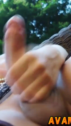 Beautiful blonde shemale masturbating