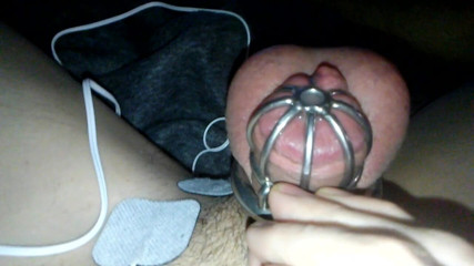 Sadie Boner: Pretty sissy Sadie caged e-stim orgasm