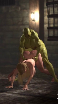 Futa Orc with a Huge Dick Fucks Hard a Sexy Blonde Slut in the Castle
