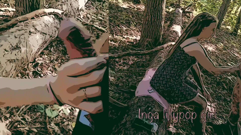 Inga lillypop girl comics: Starší chlap šuká mladou blondýnu v lese