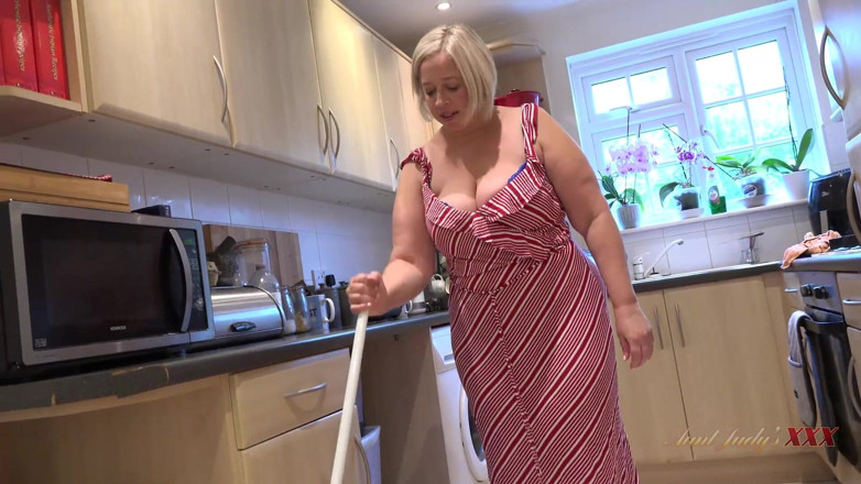 Aunt Judy's XXX: Your BBW Stepmom Star Sucks Your Cock in the Kitchen (POV)