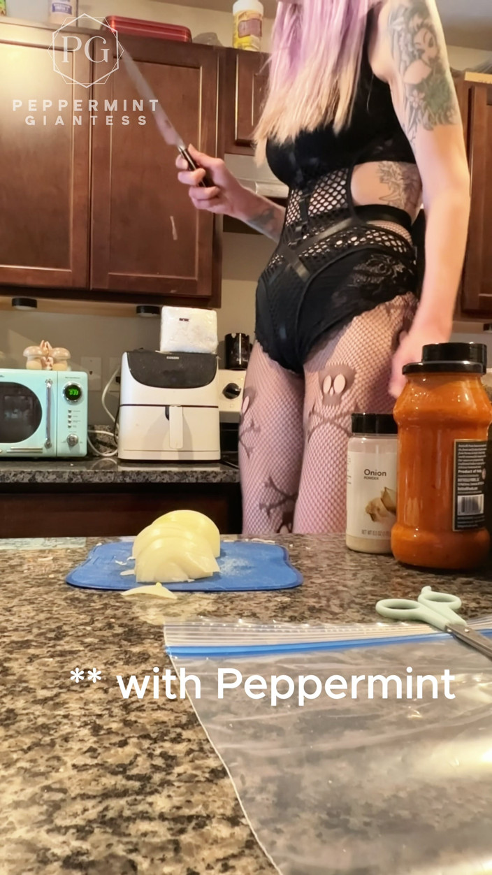 Peppermint Giantess: 7'3 Peppermint Giantess Makes Stuffed Shells with a Very Naughty...