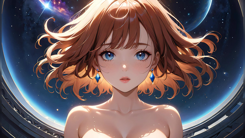 LustRender: Voidgazer: o tânără frumoasă cu pistrui cosmici strălucitori
