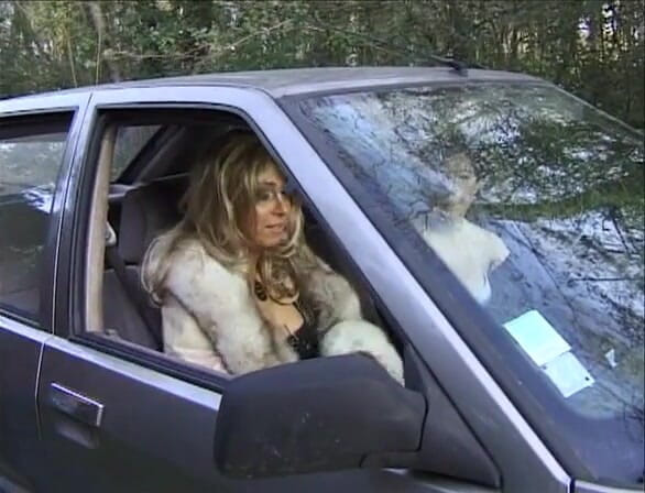 Horny TS babes: His girlfriend giving a car blowjob to tranny