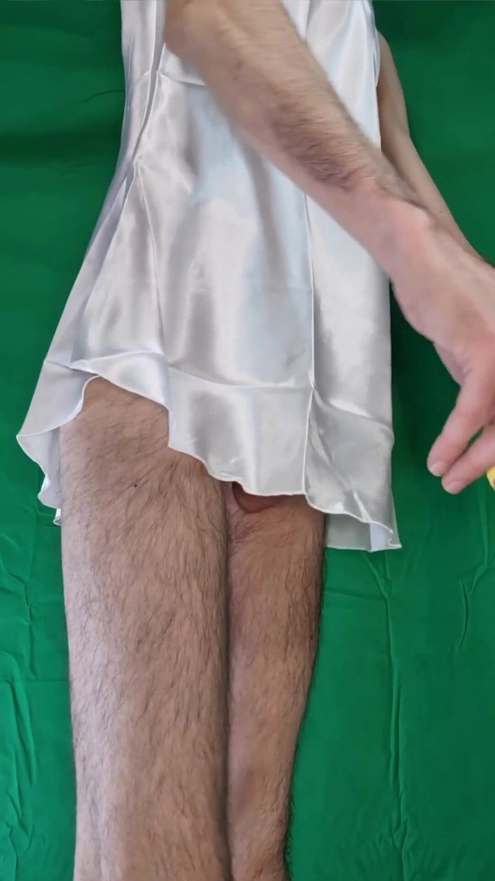 HeIsSooThin: Yellow Plaid Thong and Satin White Nightgown